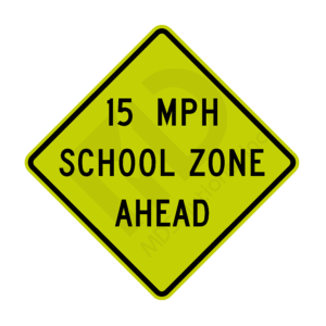 S4-5a School Speed Zone Ahead (word legend) Sign