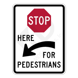 R1-5c Stop Here for Peds Sign