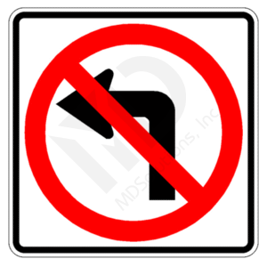 R3-2 No Left Turn Sign