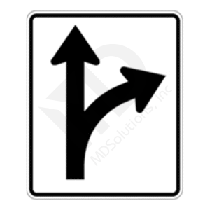 R3-6R Right / Straight Optional Lane Sign