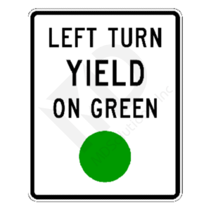 R10-12 Left Turn Yield On Green (ball) Sign