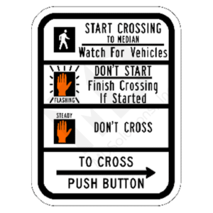 R10-3d Pedestrian Traffic Signal (median) Sign