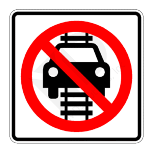 R15-6 No Vehicles On Tracks