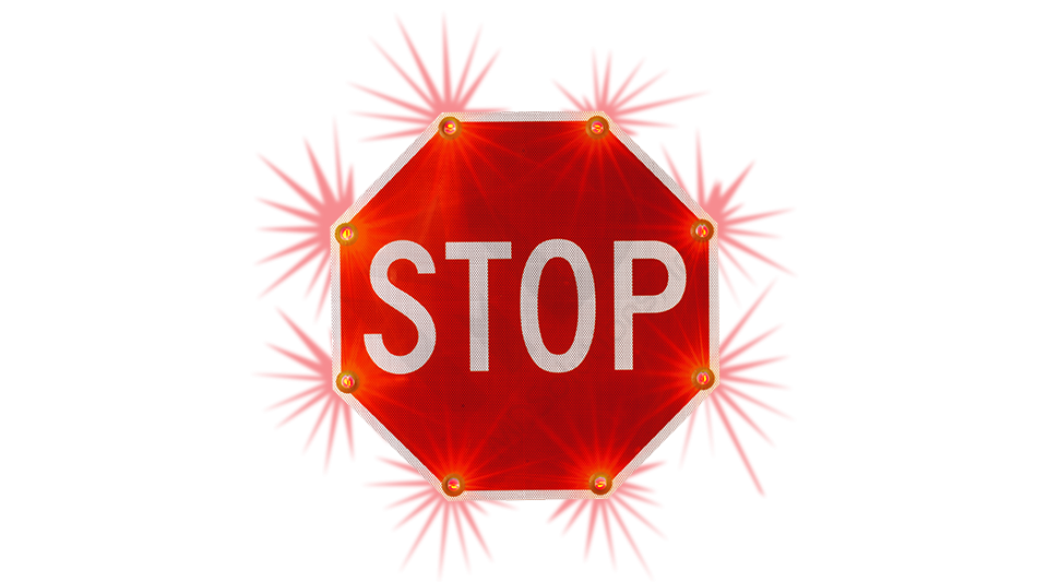 Solar Stop Sign with LED Lights