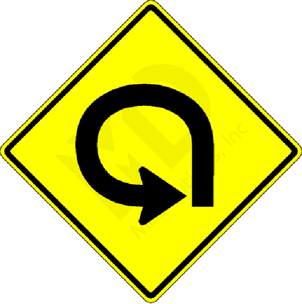 W1-15 Left 270 Degree Curve Sign