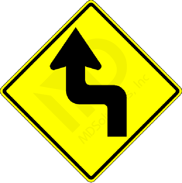 W1-3 Left Reverse Turn Sign