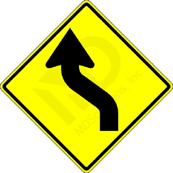 W1-4 Left Winding Road Sign