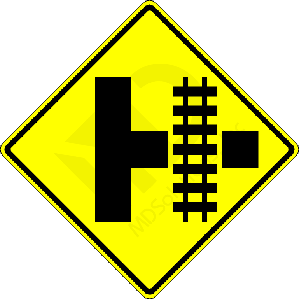 W10-3 Parallel Railroad Crossing Side Road Sign