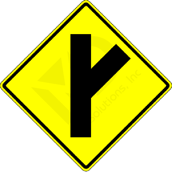 W2-3 Right Side Road (diagonal) Sign
