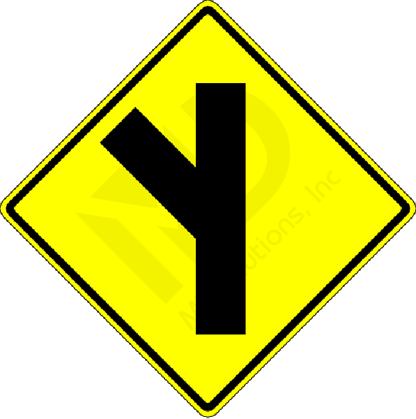 W2-3 Left Side Road (diagonal) Sign