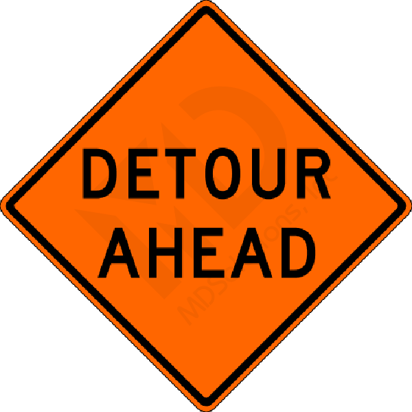 W20-2 Detour Ahead Sign