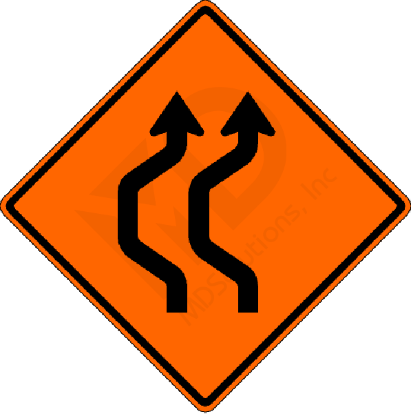 W24-1al Left Double Reverse Curve (2 lane) Sign