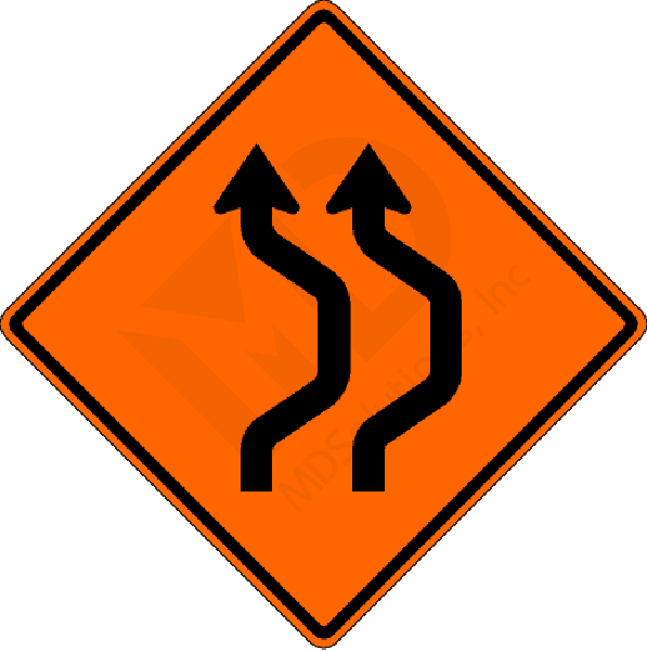 W24-1ar Right Double Reverse Curve (2 lane) Sign