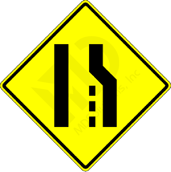 W4-2 Right Lane Ends Sign