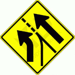 W4-6 Left Entering Added Lane Sign