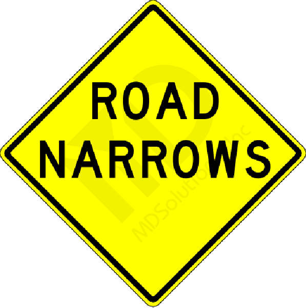 W5-1 Road Narrows Sign