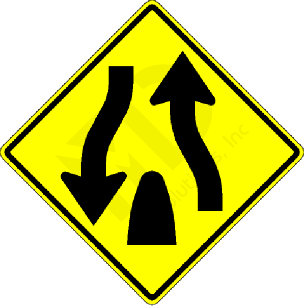 W6-2 Divided Highway Ends (symbol)