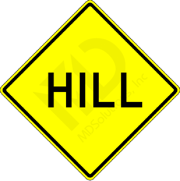 W7-1a Hill (word legend) Sign