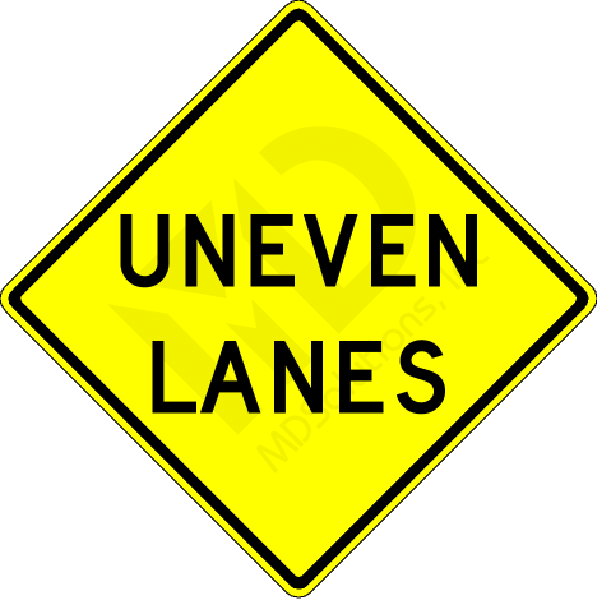 W8-11 Uneven Lanes Sign