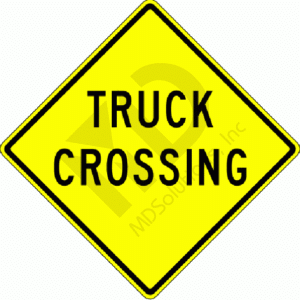 W8-6 Truck Crossing (word legend) Sign