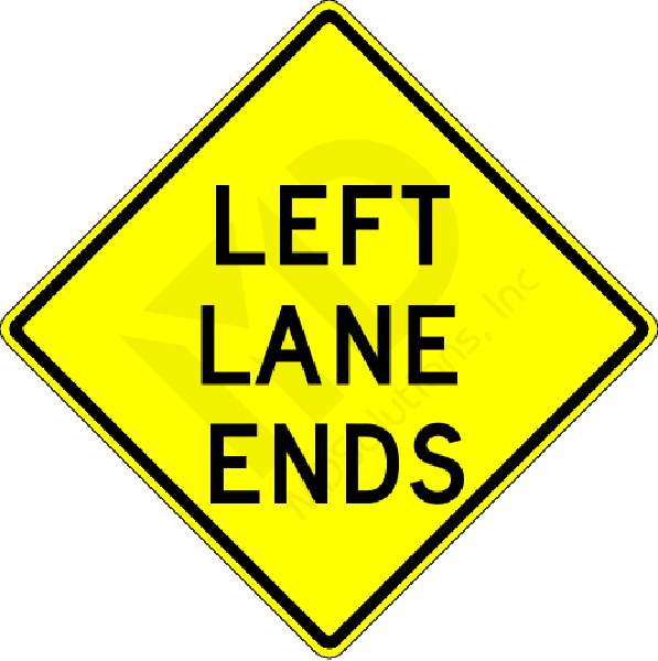 W9-1 Left Lane Ends Sign