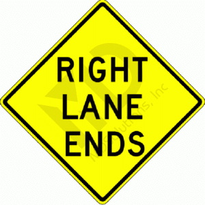 W9-1 Right Left Lane Ends Sign