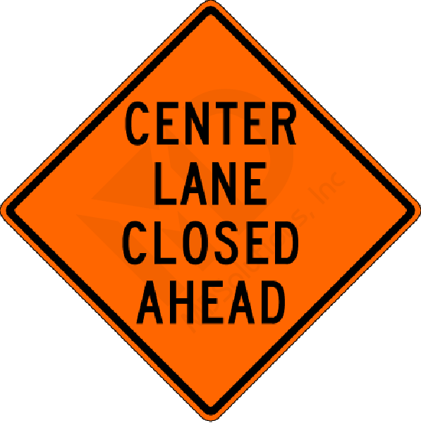 W9-3 Center Lane Closed Ahead Sign